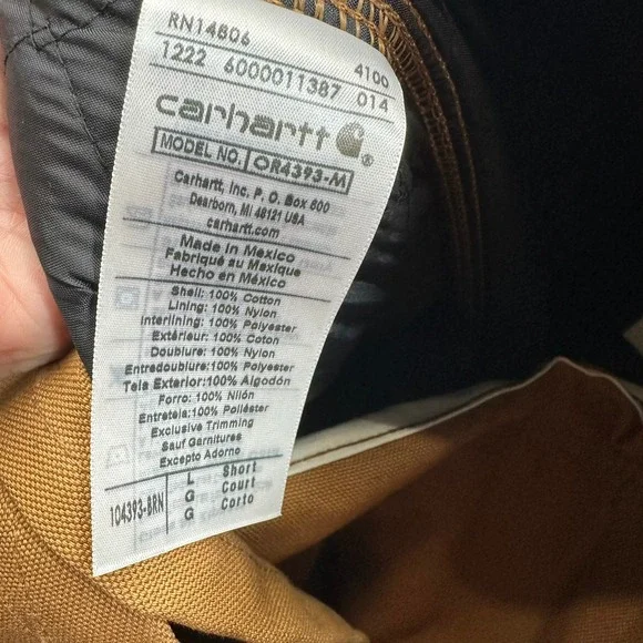 Carhartt Firm Duck Insulated Bib Overalls Loose Fit Workwear L Short OR4393-M - Picture 5 of 10